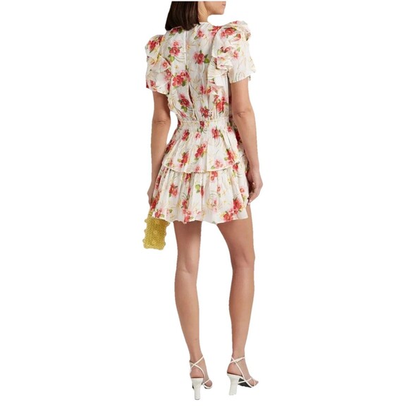 Loveshackfancy Natasha Size M Ruffled Floral Cotton Mini Dress Island Vibes $325 - Picture 2 of 15
